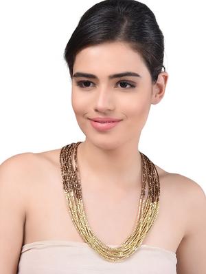 brown metal long necklace - 15034000 - Standard Image - 2