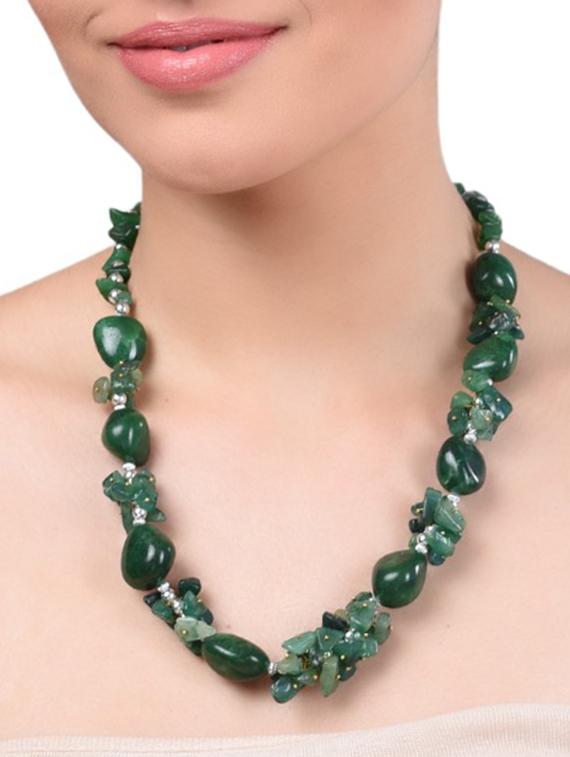 green metal short necklace - 15034024 - Zoom Image - 2