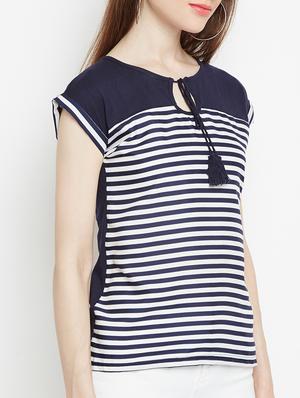 navy blue striped top - 15034194 - Standard Image - 2