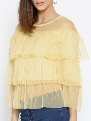 yellow solid layered top - 15034221 - Standard Image - 2