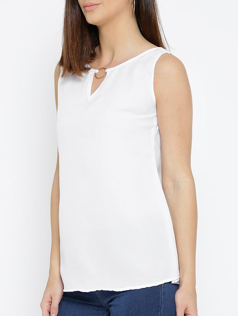 white solid a-line top - 15034253 - Zoom Image - 2