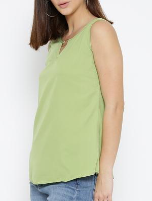 olive green solid a-line top - 15034257 - Standard Image - 2