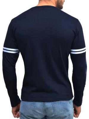 navy blue cotton chest print tshirt - 15034436 - Standard Image - 2