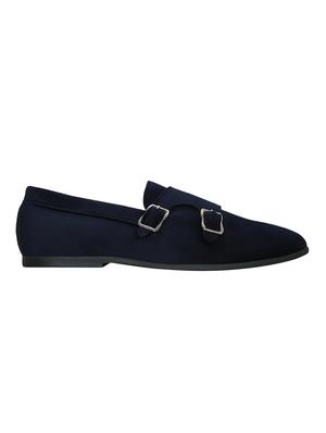 blue faux leather slip on monk straps - 15036861 - Standard Image - 2