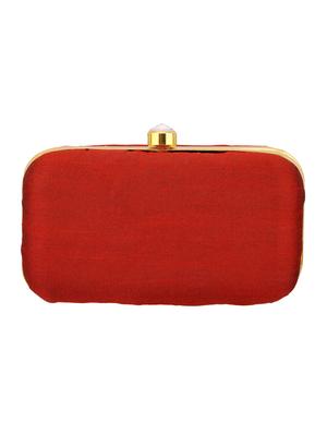 maroon polyester box clutch - 15037479 - Standard Image - 2