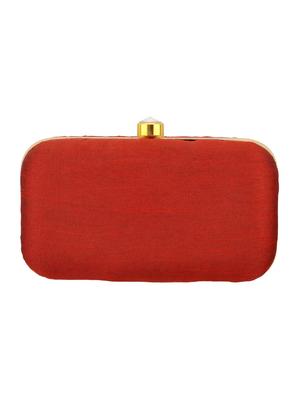 maroon polyester box clutch - 15037481 - Standard Image - 2