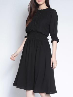 black solid a-line dress - 15040411 - Standard Image - 2