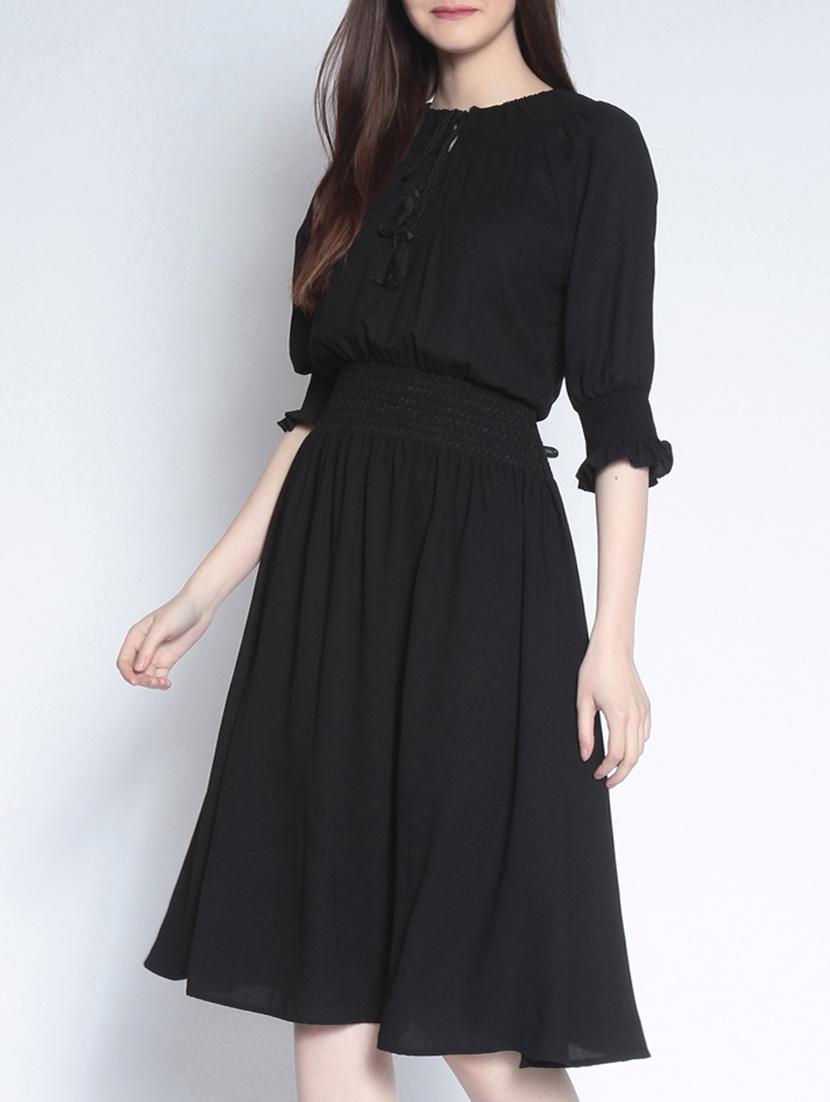 black solid a-line dress - 15040411 - Zoom Image - 2
