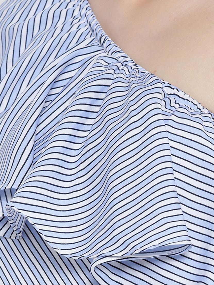 blue striped single shoulder dress - 15041399 - Zoom Image - 5