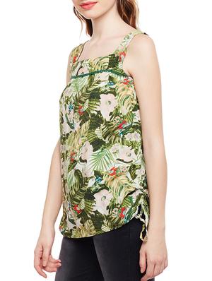 tropical print ruched seam top - 15042633 - Standard Image - 2