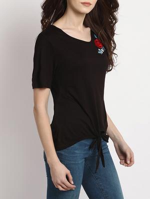 tie knot hem embroidered top - 15044345 - Standard Image - 2