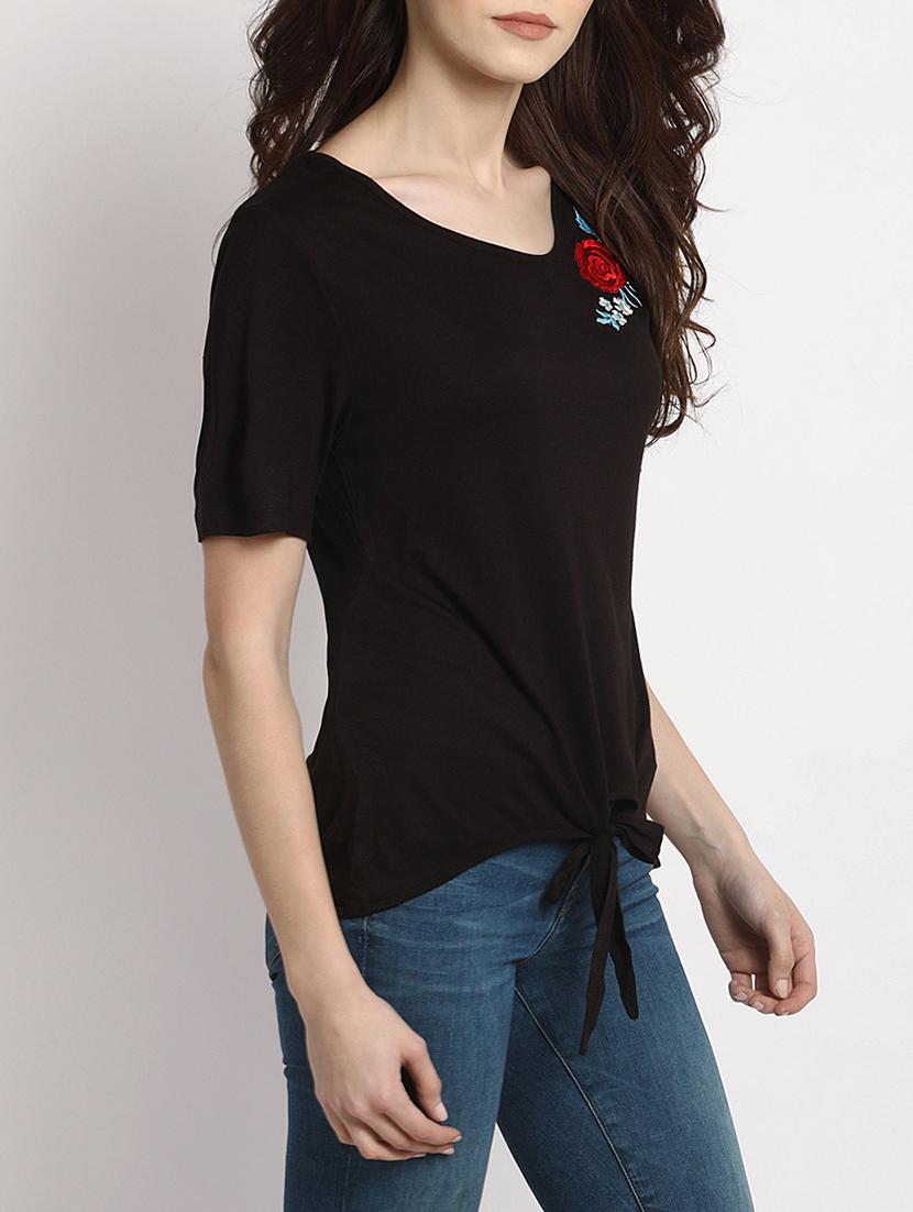 tie knot hem embroidered top - 15044345 - Zoom Image - 2