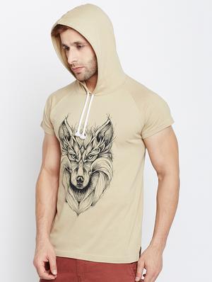 beige cotton chest print tshirt - 15046174 - Standard Image - 2