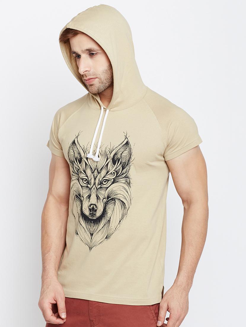 beige cotton chest print tshirt - 15046174 - Zoom Image - 2