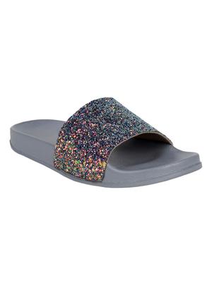 grey faux leather slides - 15046232 - Standard Image - 2