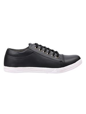black leatherette lace up sneaker - 15046414 - Standard Image - 2