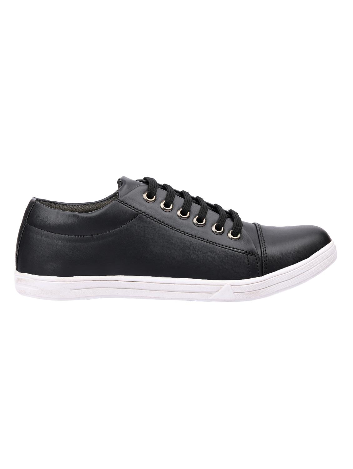 black leatherette lace up sneaker - 15046414 - Zoom Image - 2