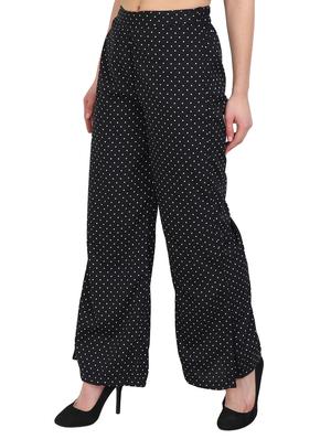black polka doted crepe palazzo - 15046803 - Standard Image - 2