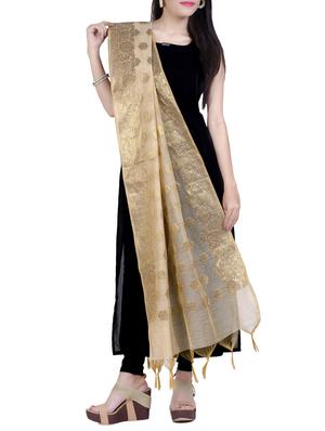 beige chanderi banarasi dupatta - 15046935 - Standard Image - 2