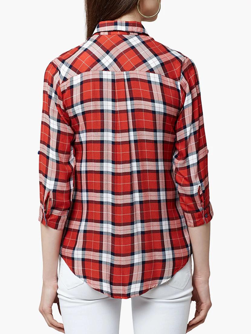 red viscose checkered shirt - 15047056 - Zoom Image - 2