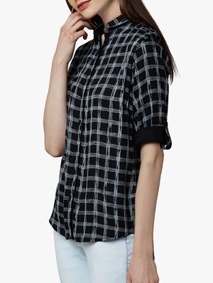 black checkered viscose shirt - 15047060 - Standard Image - 2