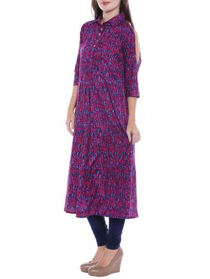 cold shoulder flared kurta - 15047121 - Standard Image - 2