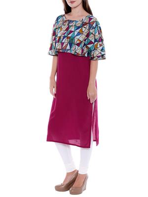 straight kurta with cape - 15047154 - Standard Image - 2