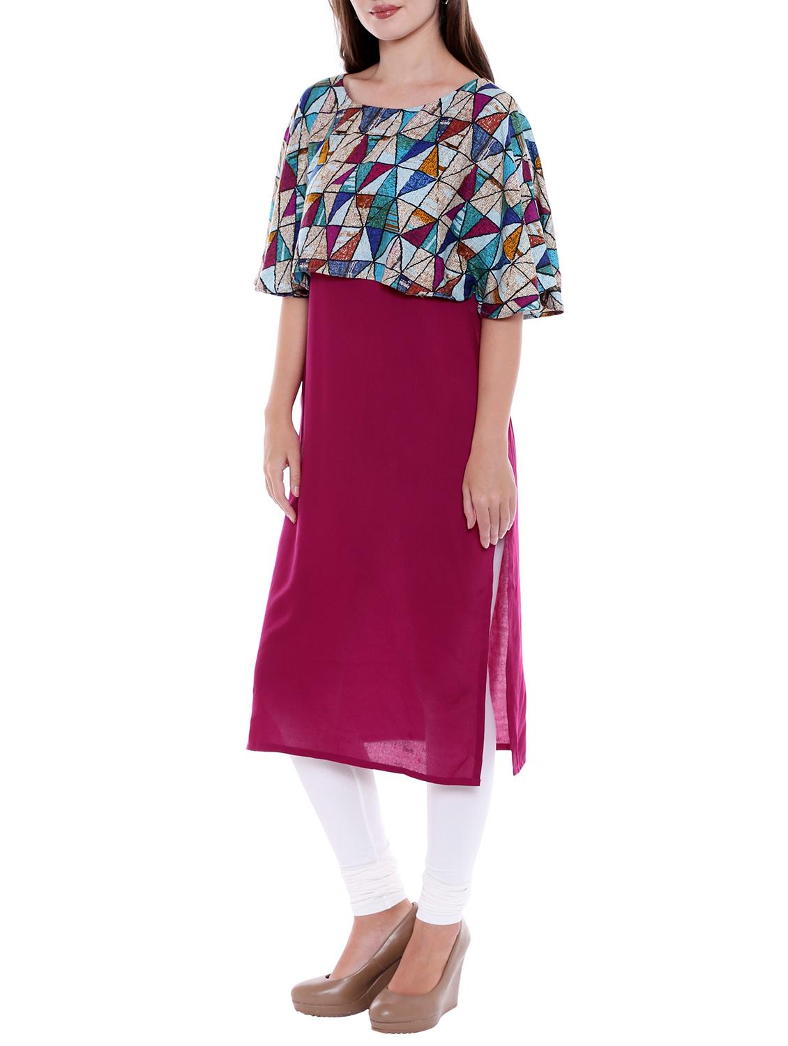 straight kurta with cape - 15047154 - Zoom Image - 2