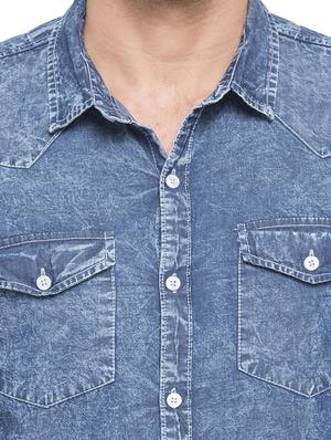 blue denim casual shirt - 15048109 - Standard Image - 5