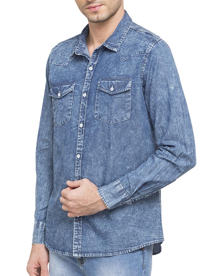 blue denim casual shirt - 15048109 - Zoom Image - 2