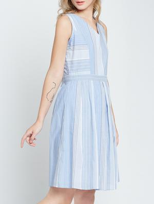 blue striped fit & flare dress - 15048188 - Standard Image - 2