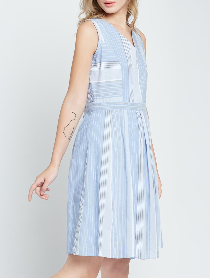 blue striped fit & flare dress - 15048188 - Zoom Image - 2
