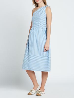 blue striped single shoulder dress - 15048190 - Standard Image - 2
