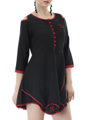 black crepe asymmetric dress - 15048291 - Standard Image - 2