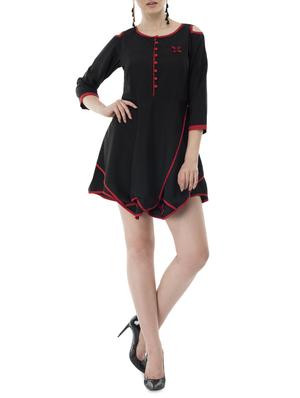 black crepe asymmetric dress - 15048291 - Standard Image - 5