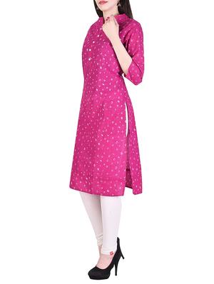 pink cotton straight kurta - 15048404 - Standard Image - 2
