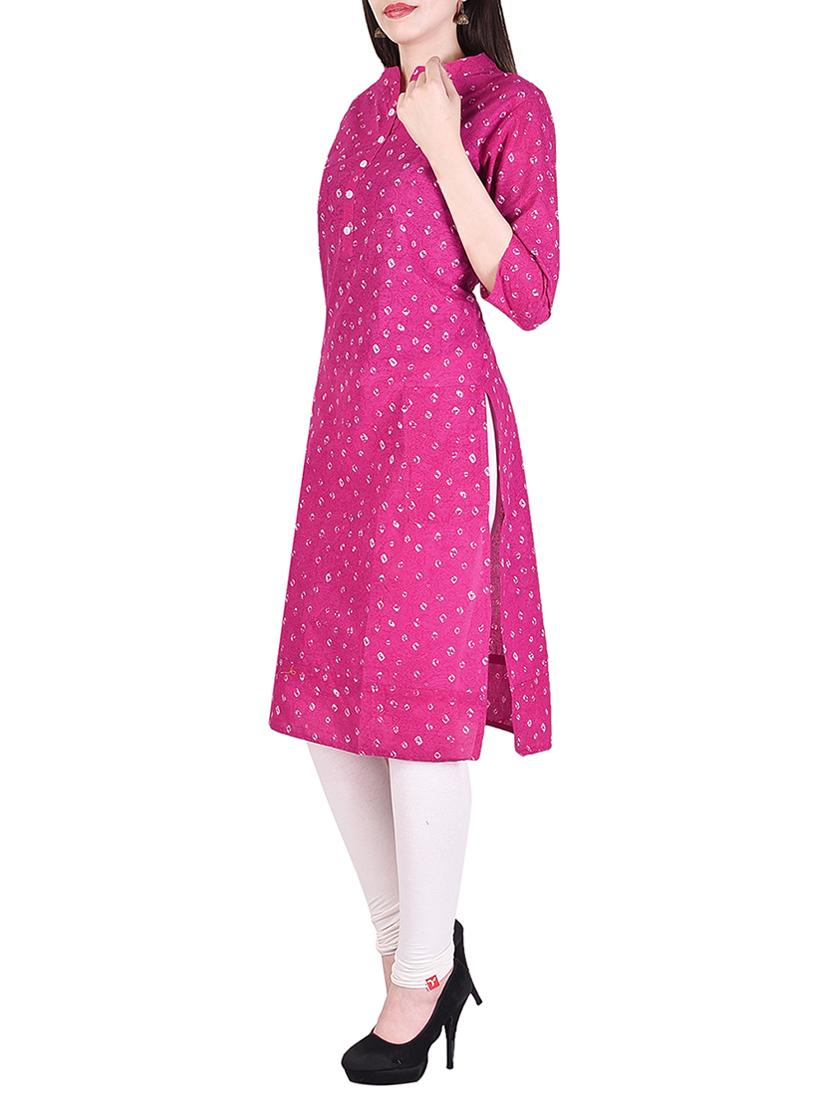 pink cotton straight kurta - 15048404 - Zoom Image - 2