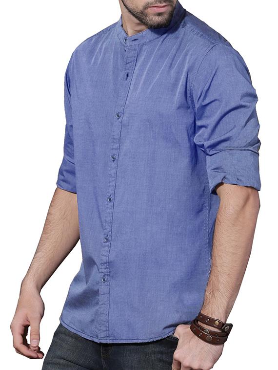 blue cotton casual shirt - 15049539 - Zoom Image - 2