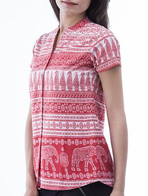 amadore blue crepe printed top - 15049784 - Standard Image - 2