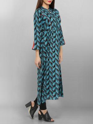 blue viscose aline kurta - 15049803 - Standard Image - 2