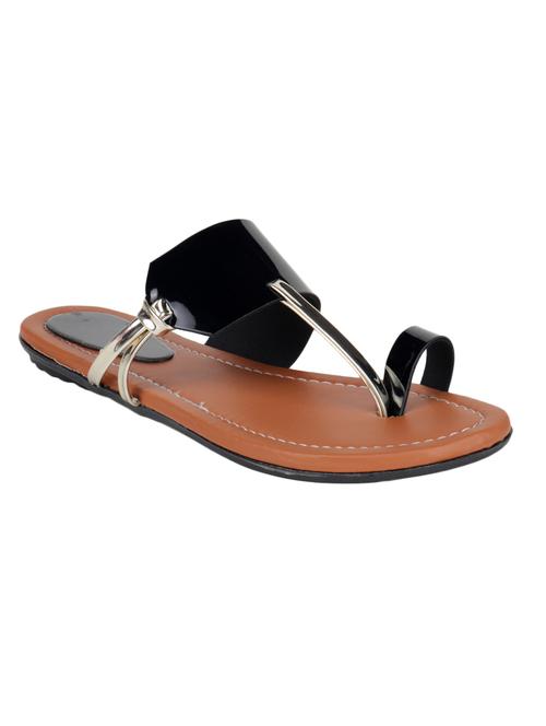 black one toe kolhapuri - 15050138 - Standard Image - 1