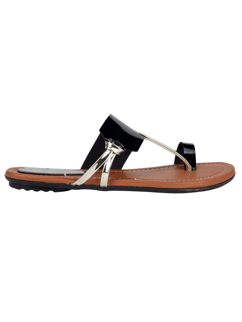 black one toe kolhapuri - 15050138 - Zoom Image - 2