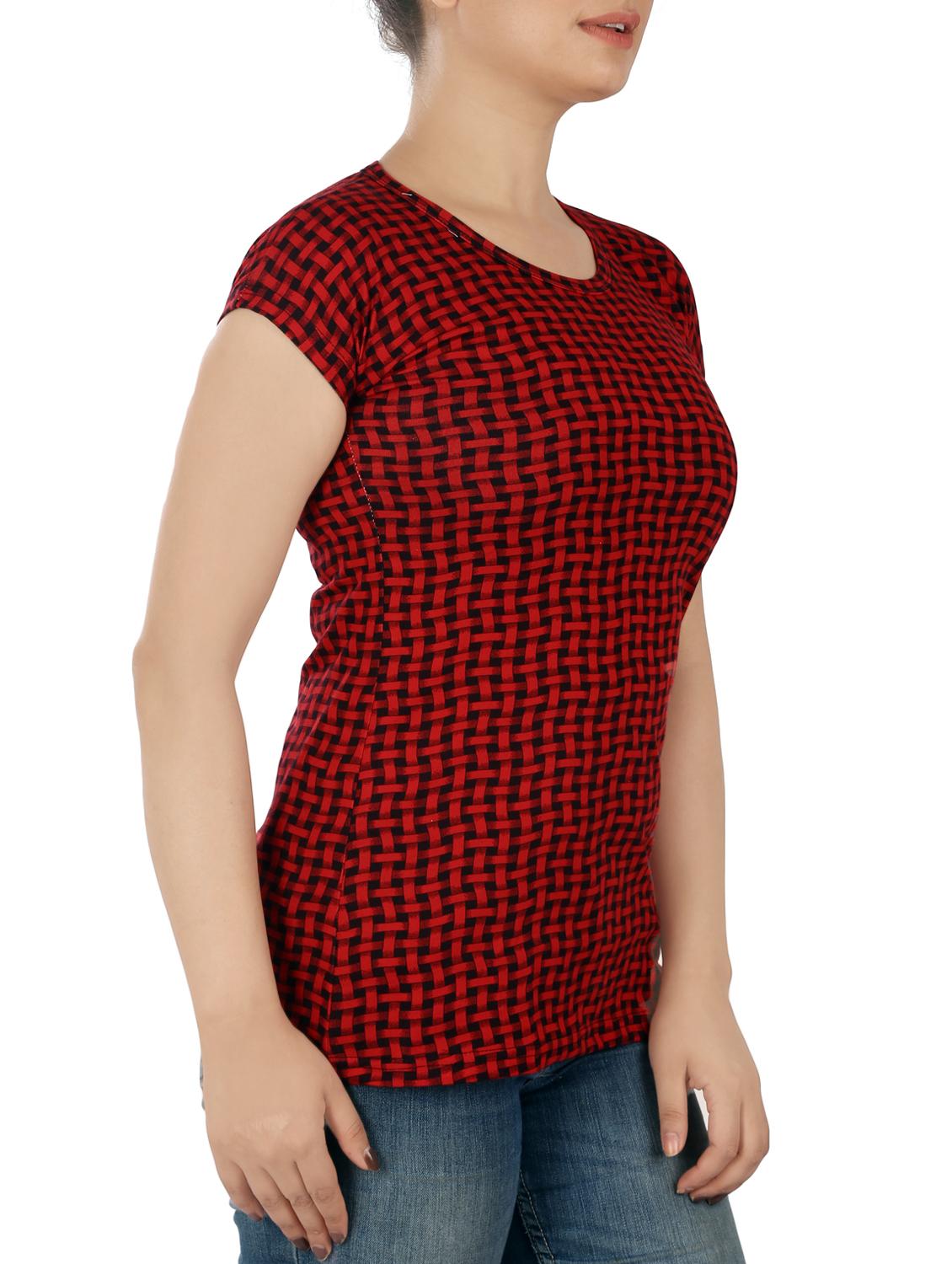 red printed cotton tee - 15050316 - Zoom Image - 2