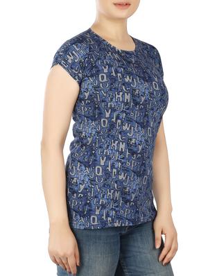 blue cotton printed tee - 15050332 - Standard Image - 2