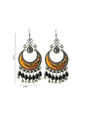 orange metal jhumka earrings - 15050510 - Standard Image - 2