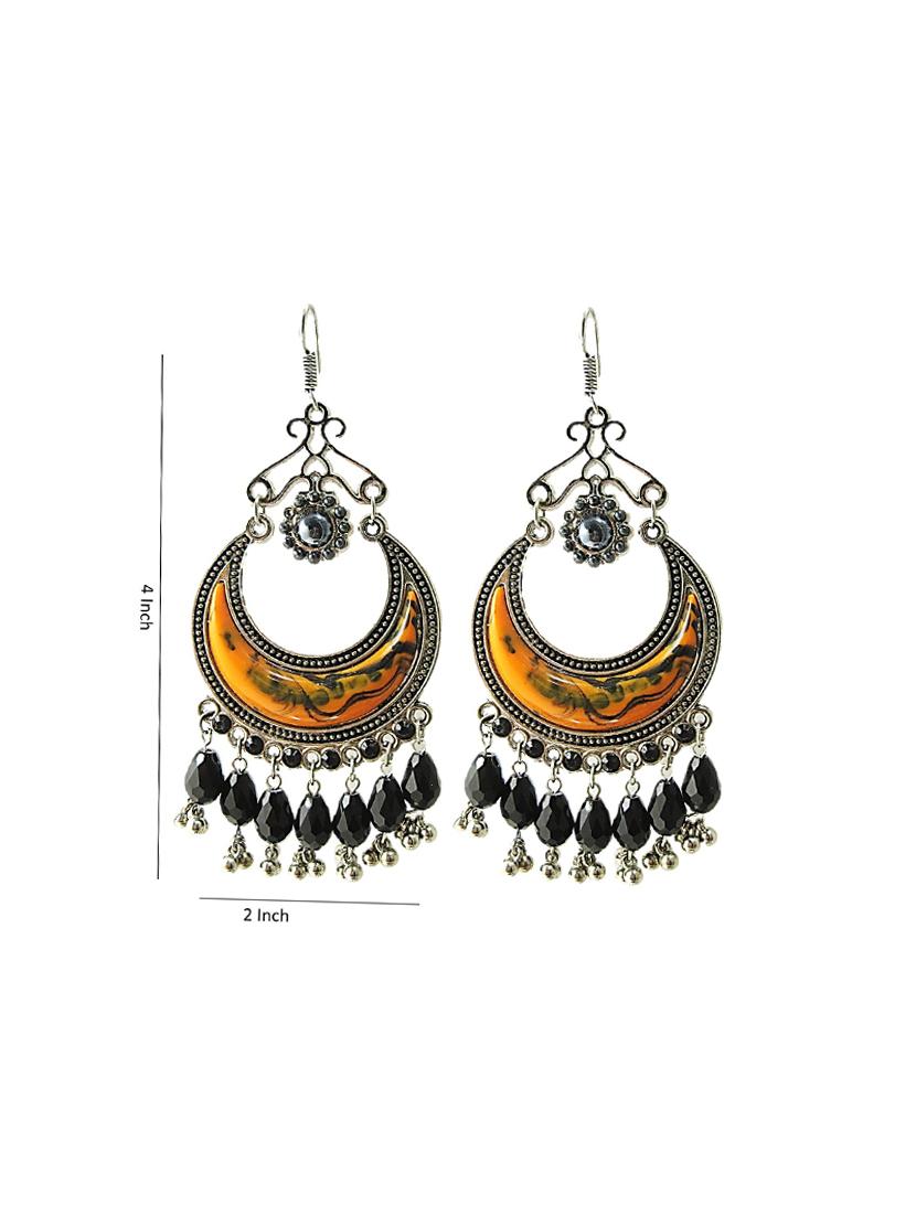 orange metal jhumka earrings - 15050510 - Zoom Image - 2