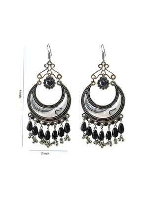 black metal drop earrings - 15050511 - Standard Image - 2