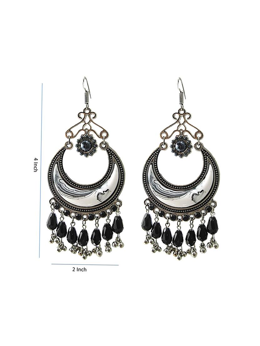 black metal drop earrings - 15050511 - Zoom Image - 2