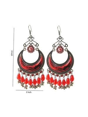 red metal drop earrings - 15050514 - Standard Image - 2