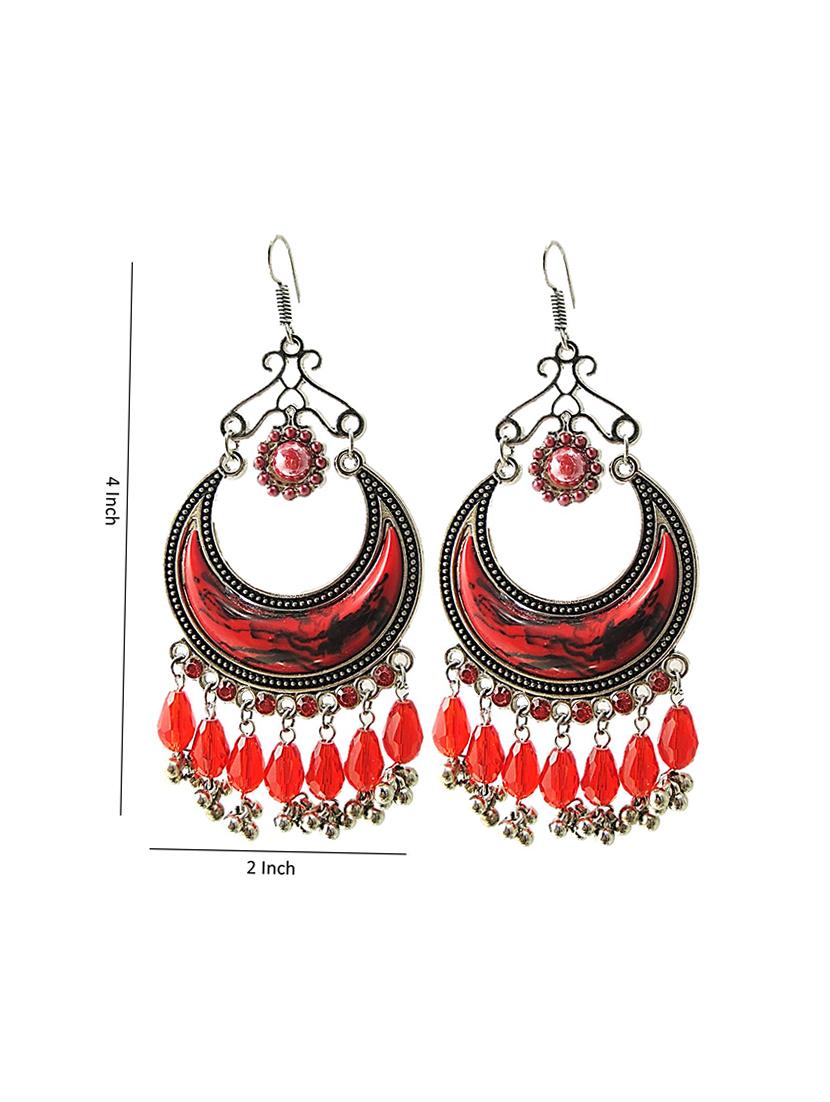 red metal drop earrings - 15050514 - Zoom Image - 2